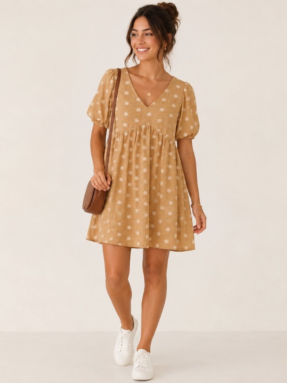 NWT In February Puff Sleeve Feminine  Flowy Floral Embroidered Dress S